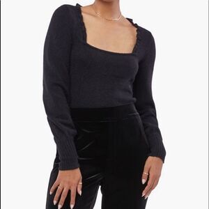 Justfab Square Neck Fuzzy Sweater BLACK L NWT in packaging‎
